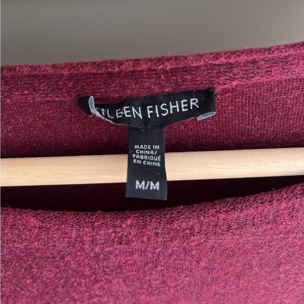 Eileen Fisher Knit High Low Top - Raspberry - Picture 3 of 4